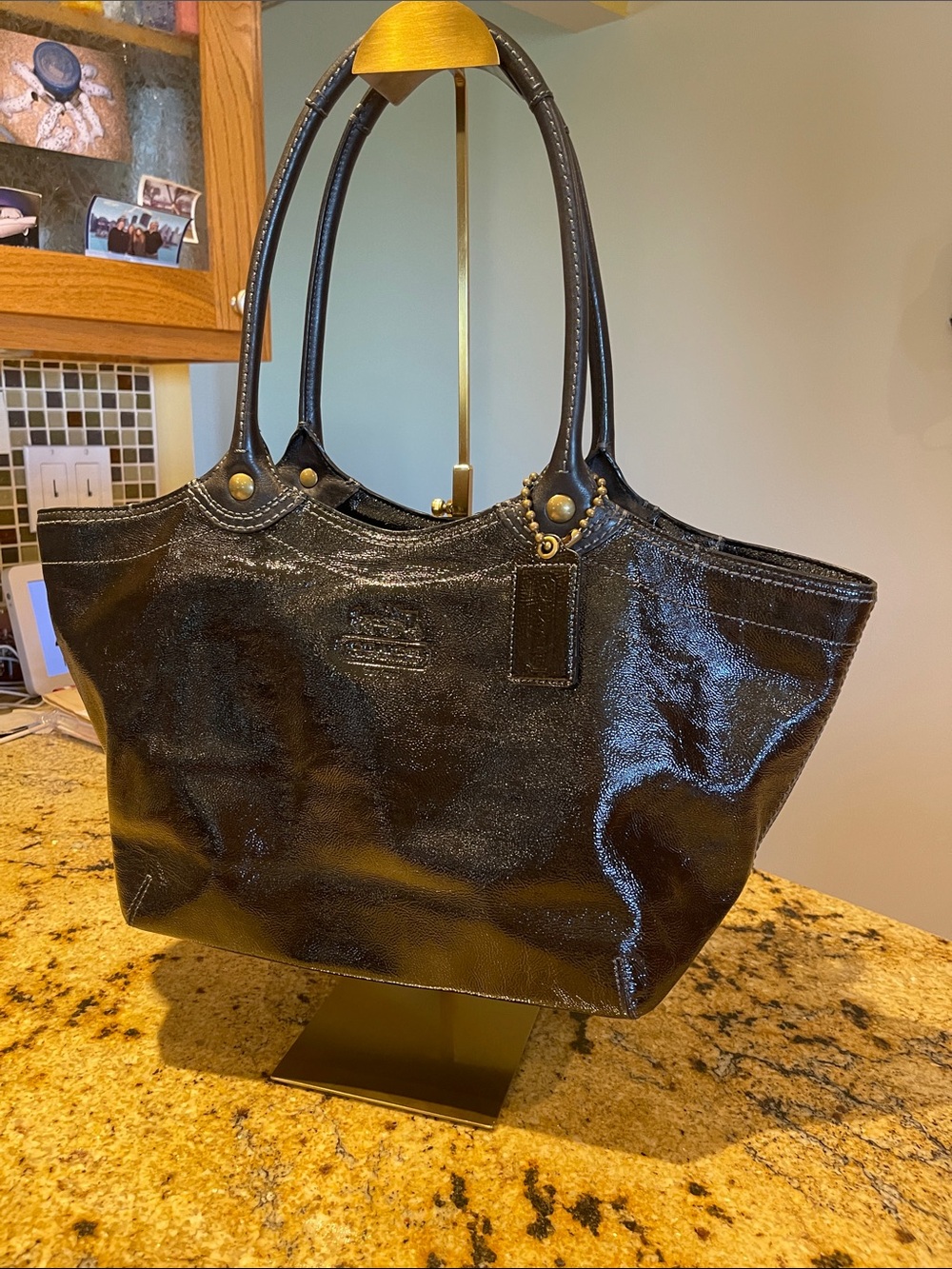Coach Black Patent Leather Tote Bag-Bleeker 12362